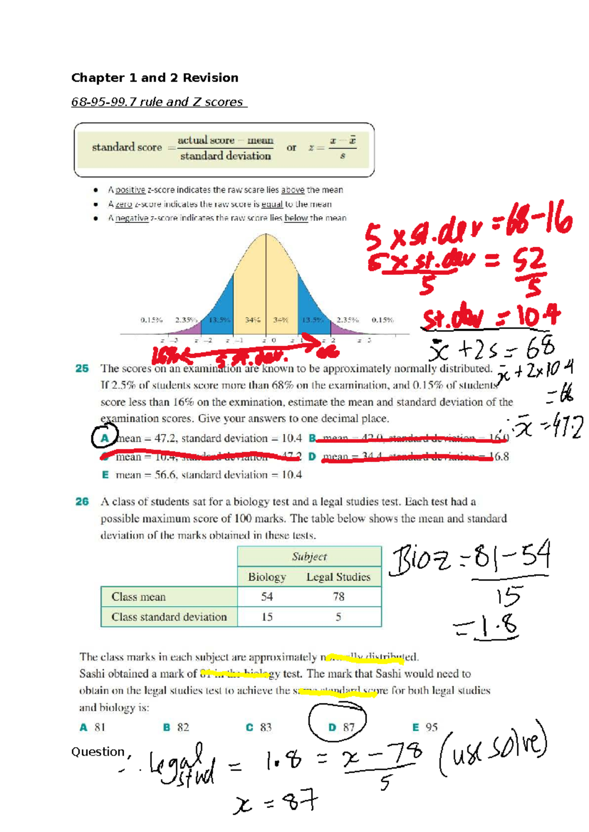 SAC Revision questions - ch 1 - 2 (Wednesday's class) - solutions ...
