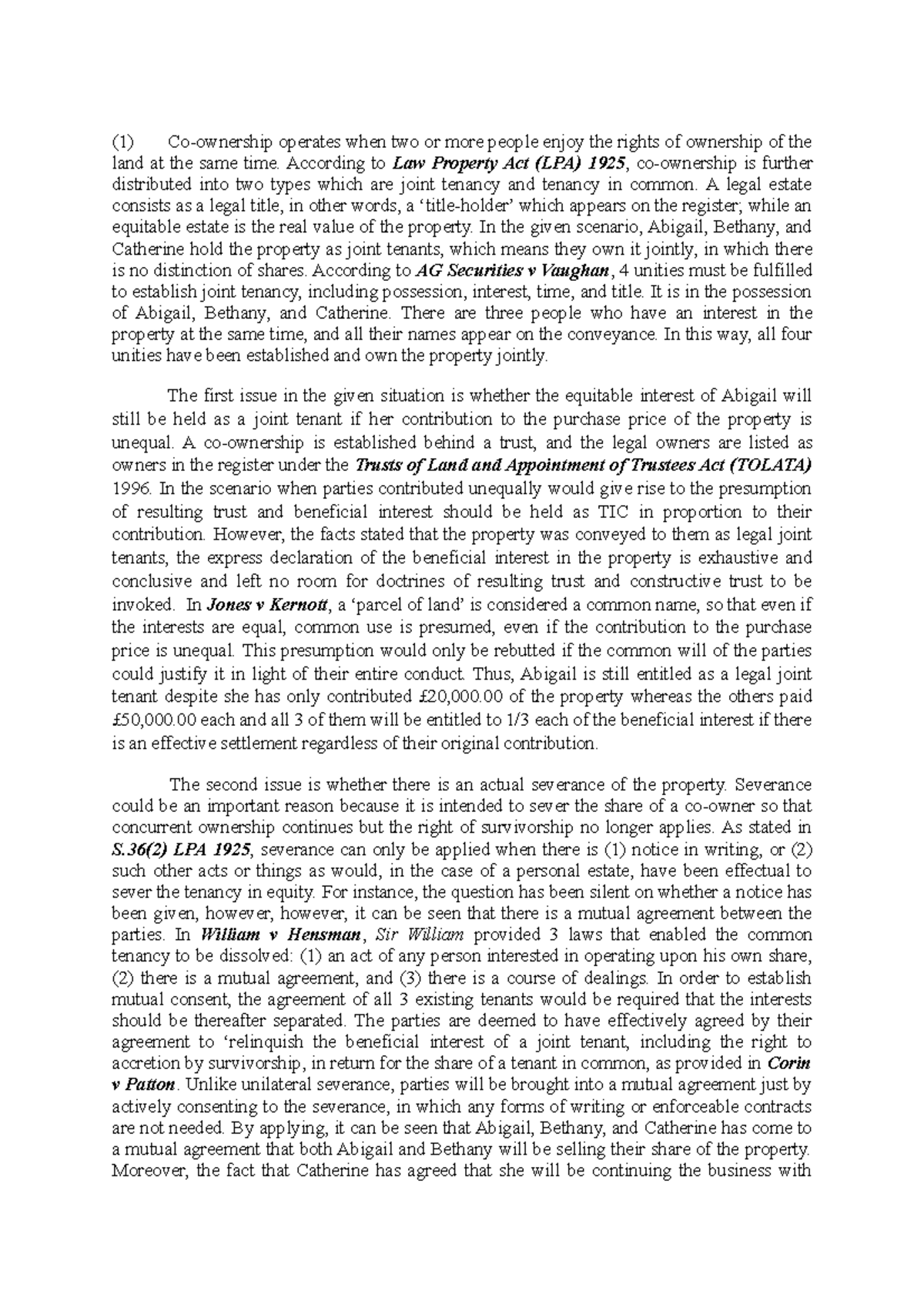 Property Co-Ownership: Joint Tenancy vs. Tenancy in Common Analysis ...