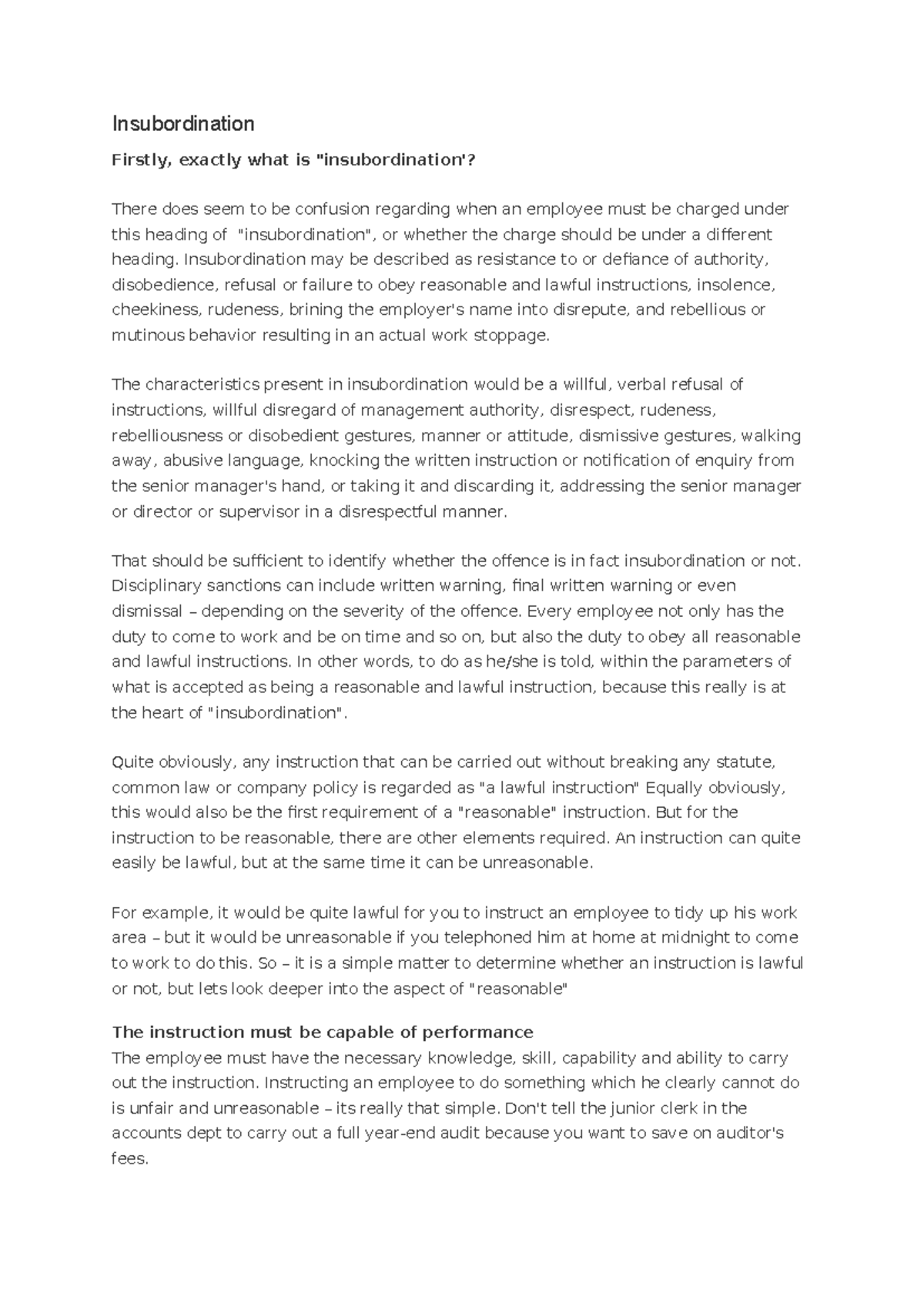 Insubordination: Understanding Employee Refusal and Management ...