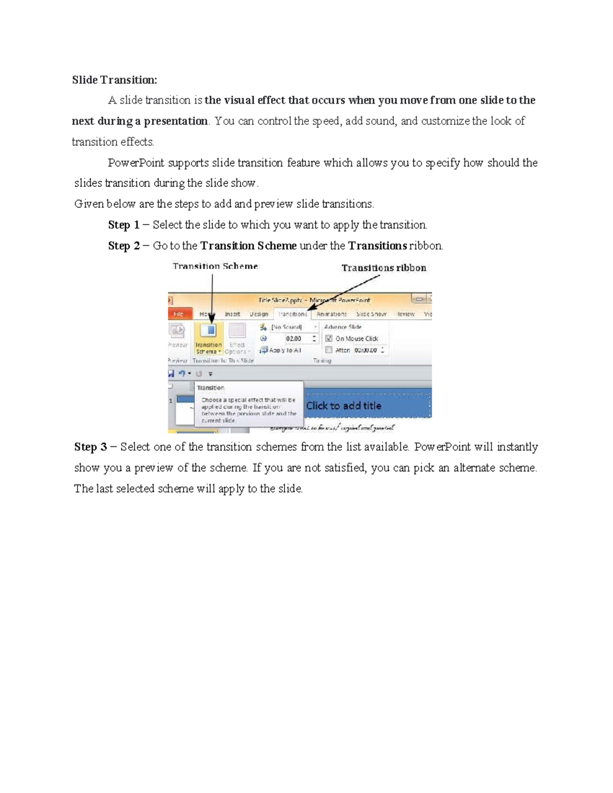 Slide Transition Techniques: PowerPoint Unit 4 Guide - Studocu