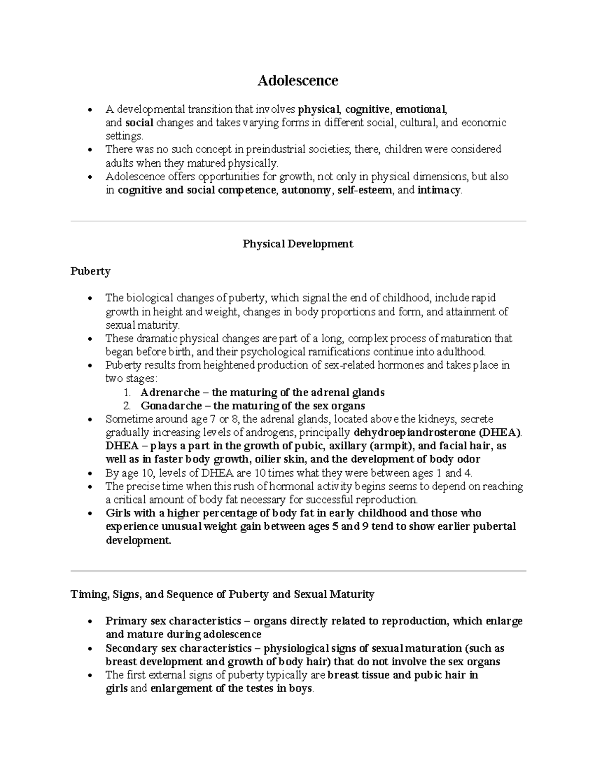 Adolescence Development: Physical, Cognitive, and Social Changes - Studocu
