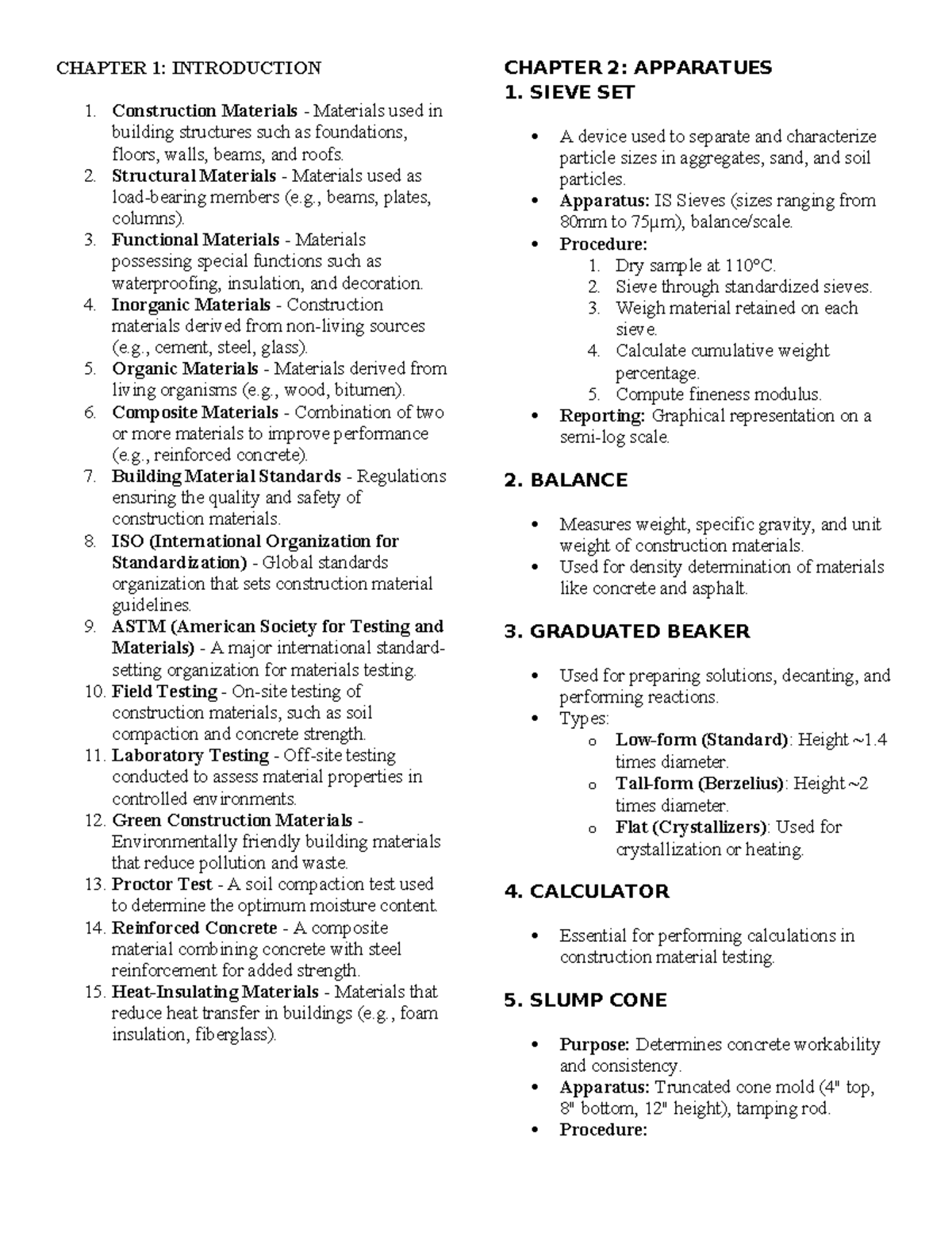 CMT 101: Construction Materials and Testing - Comprehensive Review ...