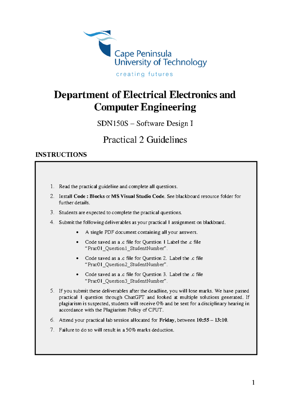 SDN150S Software Design I Practical 2 Guidelines and Instructions - Studocu