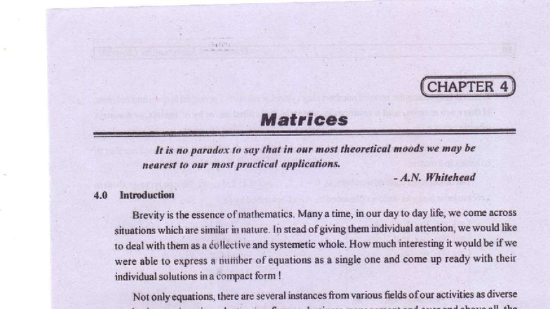Mathematics 204 - Chapter 4: Understanding Matrices - Studocu
