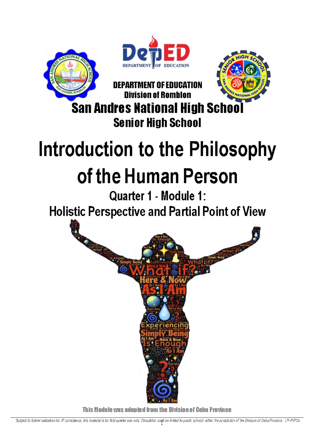 Intro to Philosophy of the Human Person (PPT11/12-Ia-1.1) Module 1 ...