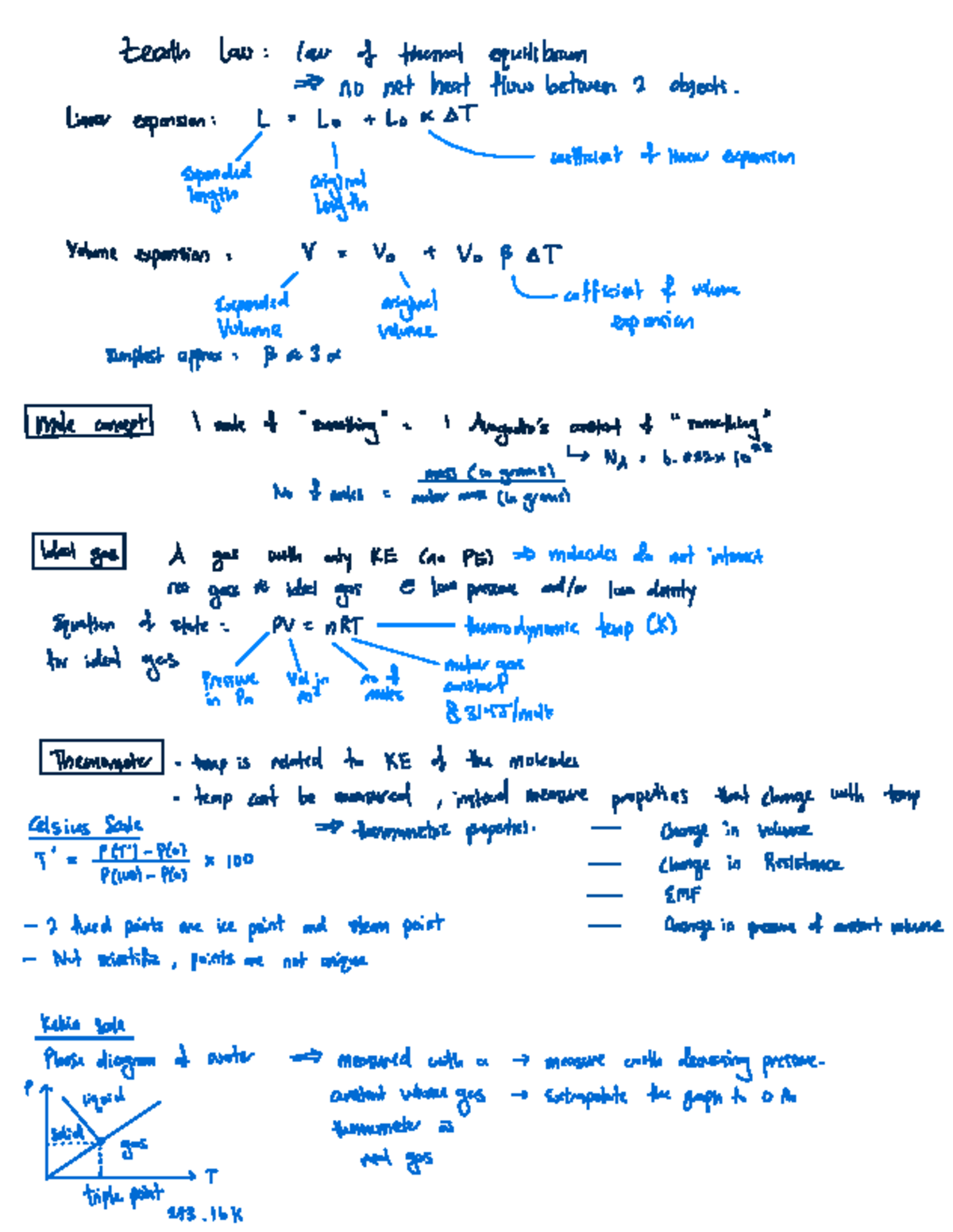 Thermal Physics - Notes on Ideal Gas Laws and Linear Expansion - Studocu