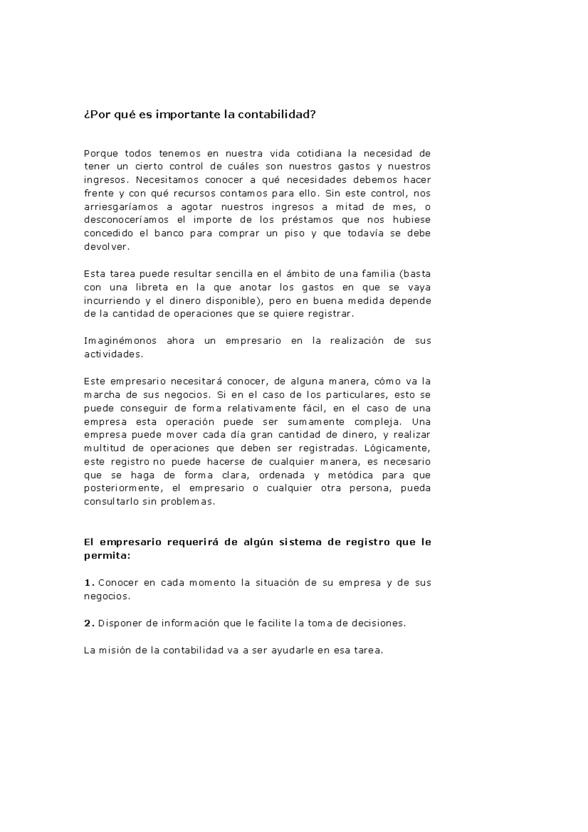 La Importancia de la Contabilidad en la Gestión Empresarial - Studocu