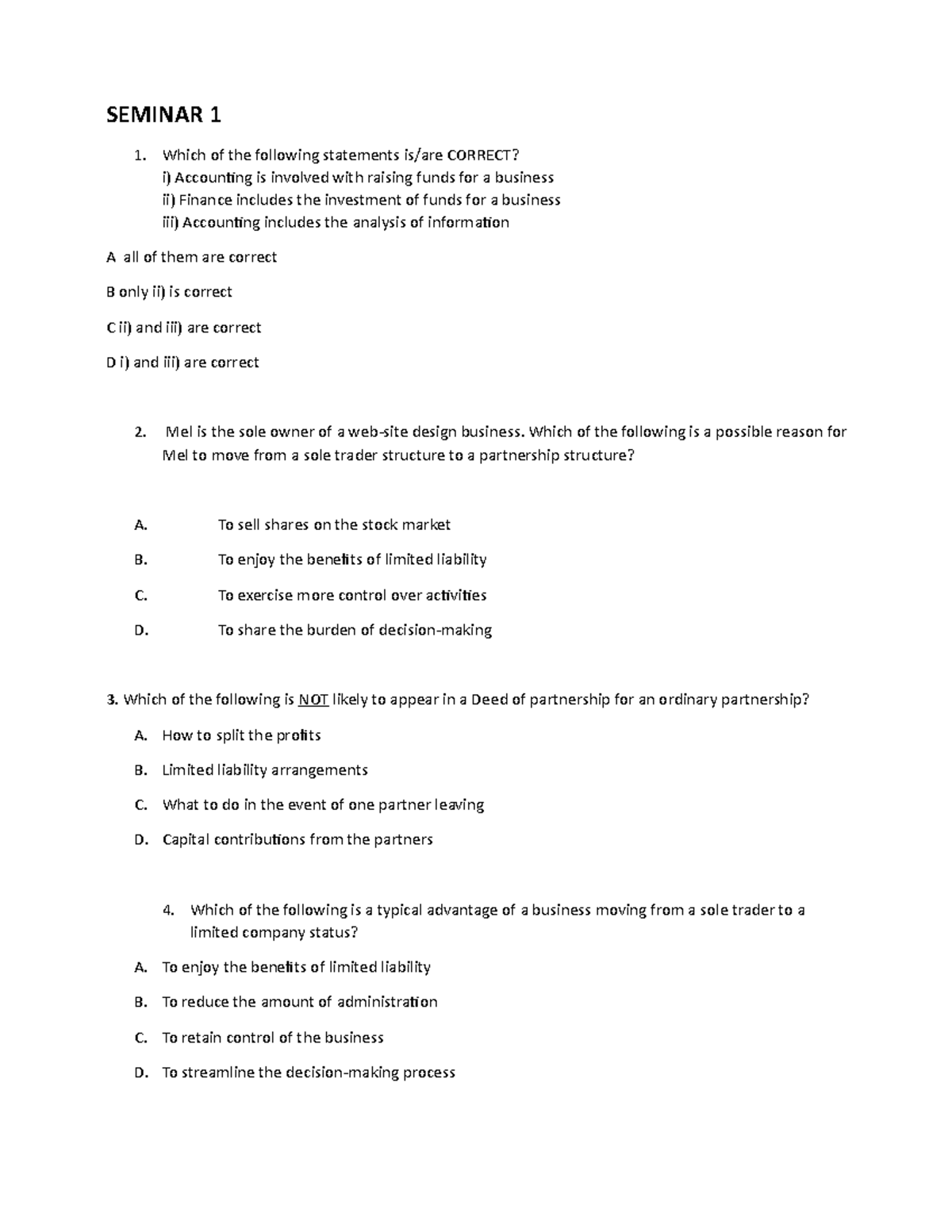 ACC Seminars - Key Questions and Answers Overview - Studocu