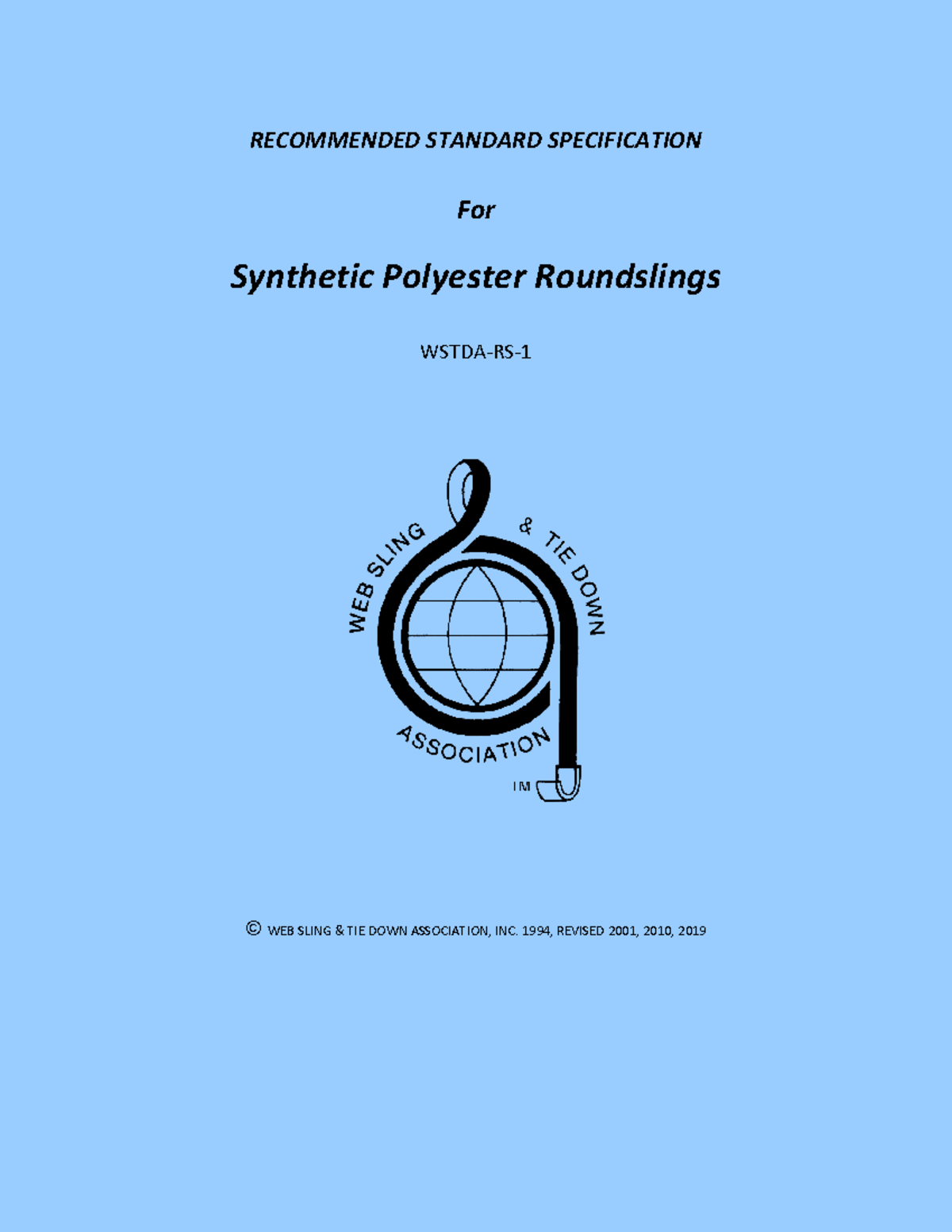 WSTDA RS1: Recommended Standards for Synthetic Polyester Roundslings ...