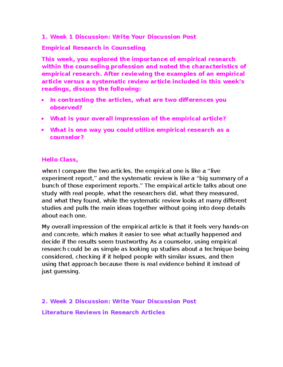 Discussion Questions for Counseling Research (5007) - Studocu