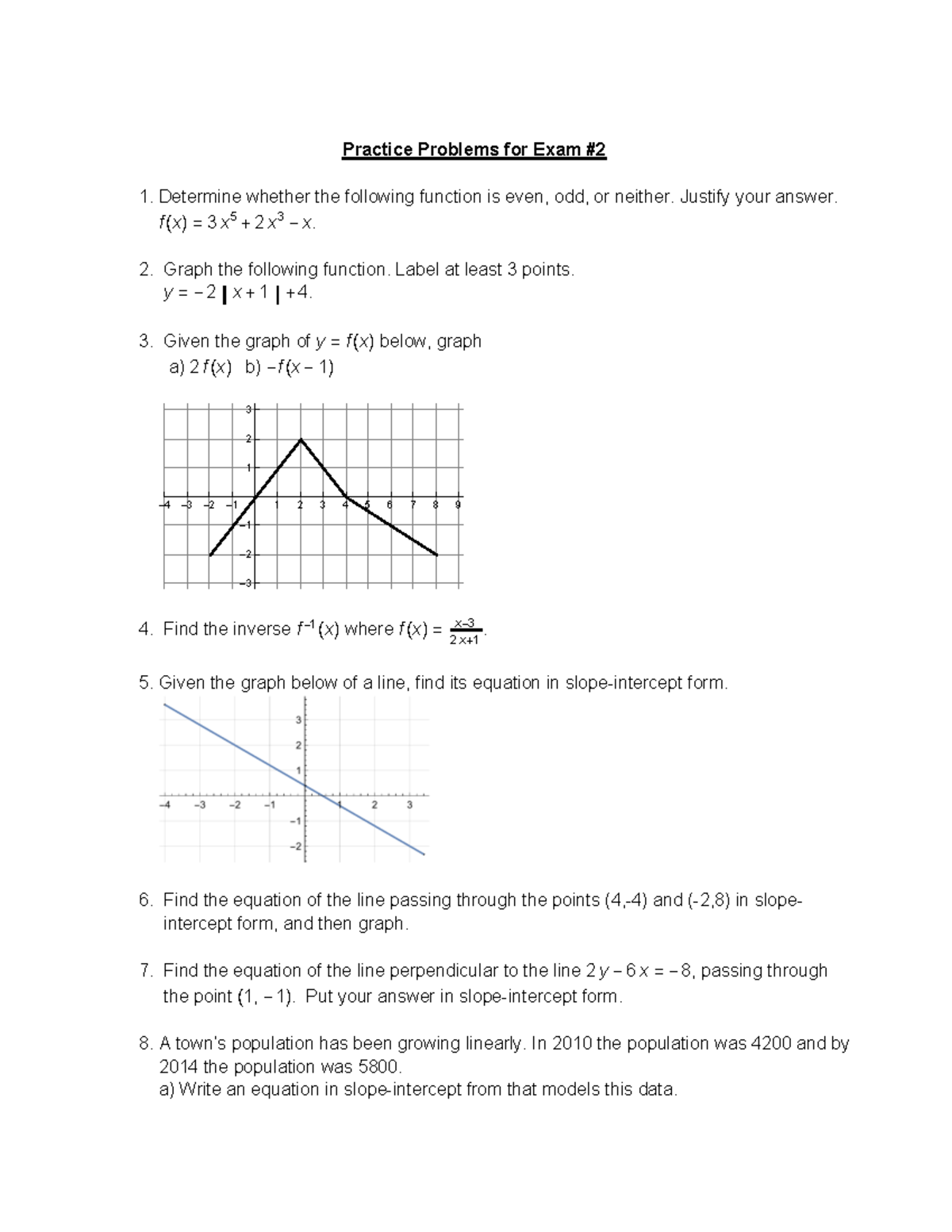 MAT 201: Exam 2 Study Guide with Practice Problems and Solutions - Studocu