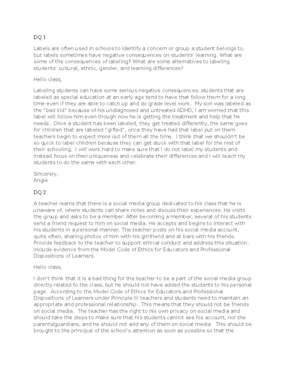Week 6 - Discussion Questions 1 & 2 Analysis and Insights - Studocu