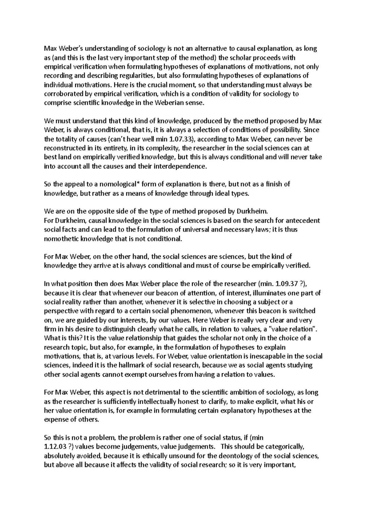 Max Weber's Conditional Knowledge in Sociology - General Psychology ...