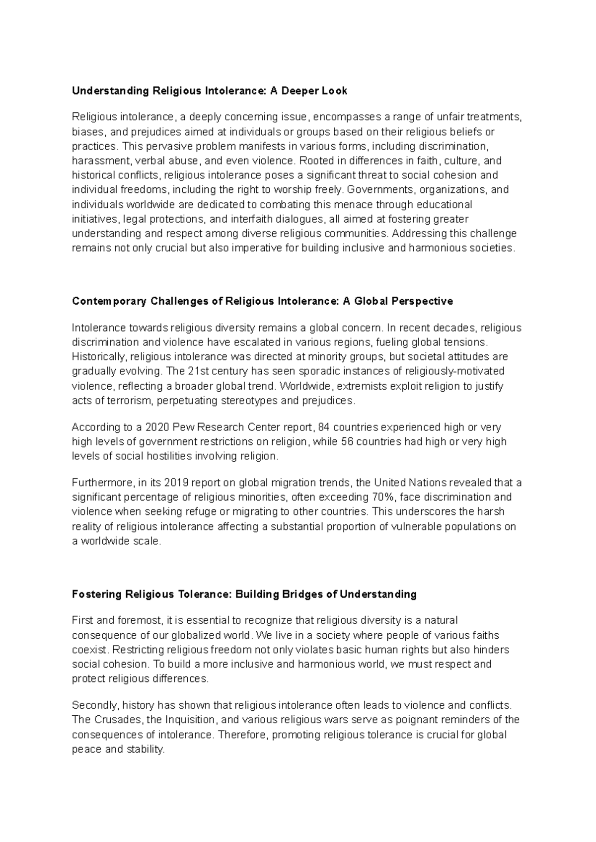 Understanding Religious Intolerance: A Global Perspective Analysis ...
