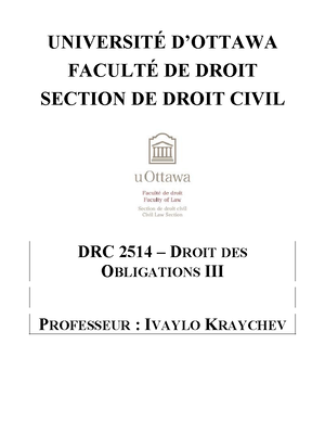 DRC2514 - uOttawa - Droit des obligations III - Studocu
