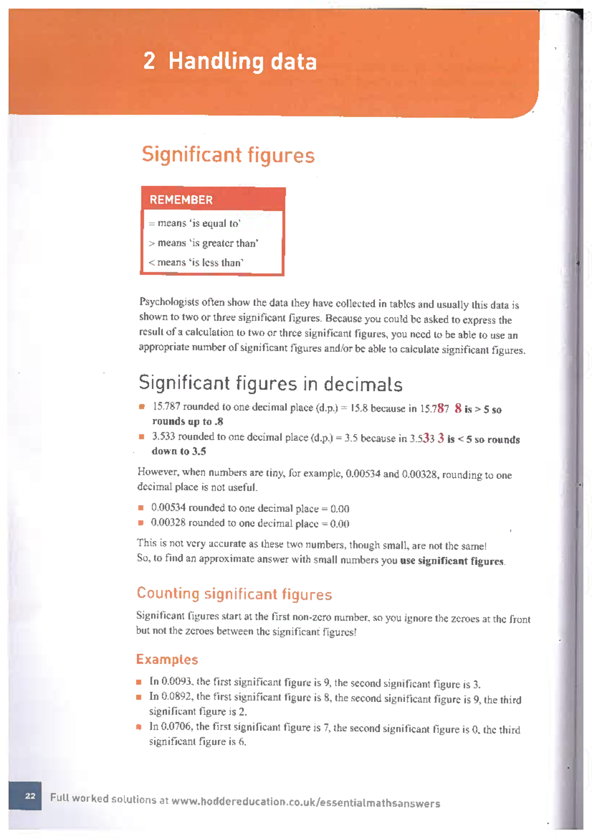 01 Significant figures and rounding - 2 Handling data Significant ...