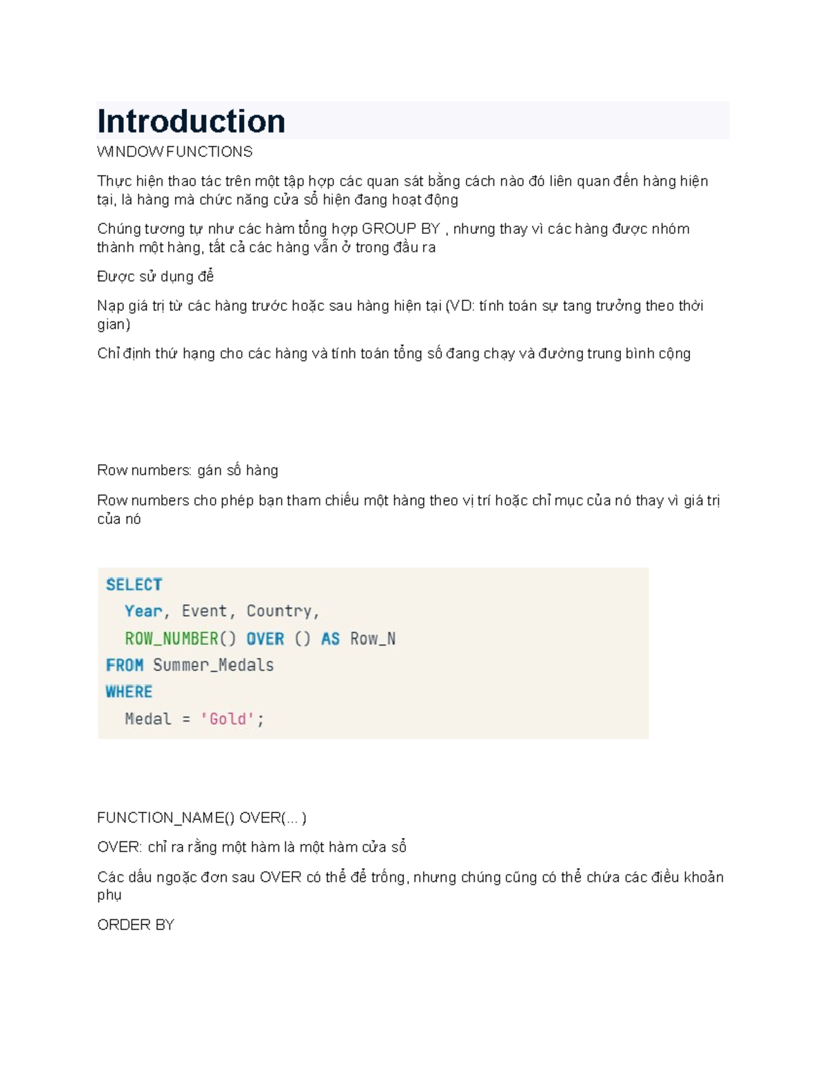 Postgre SQL Summary Stats and Window Functions - Introduction WINDOW ...