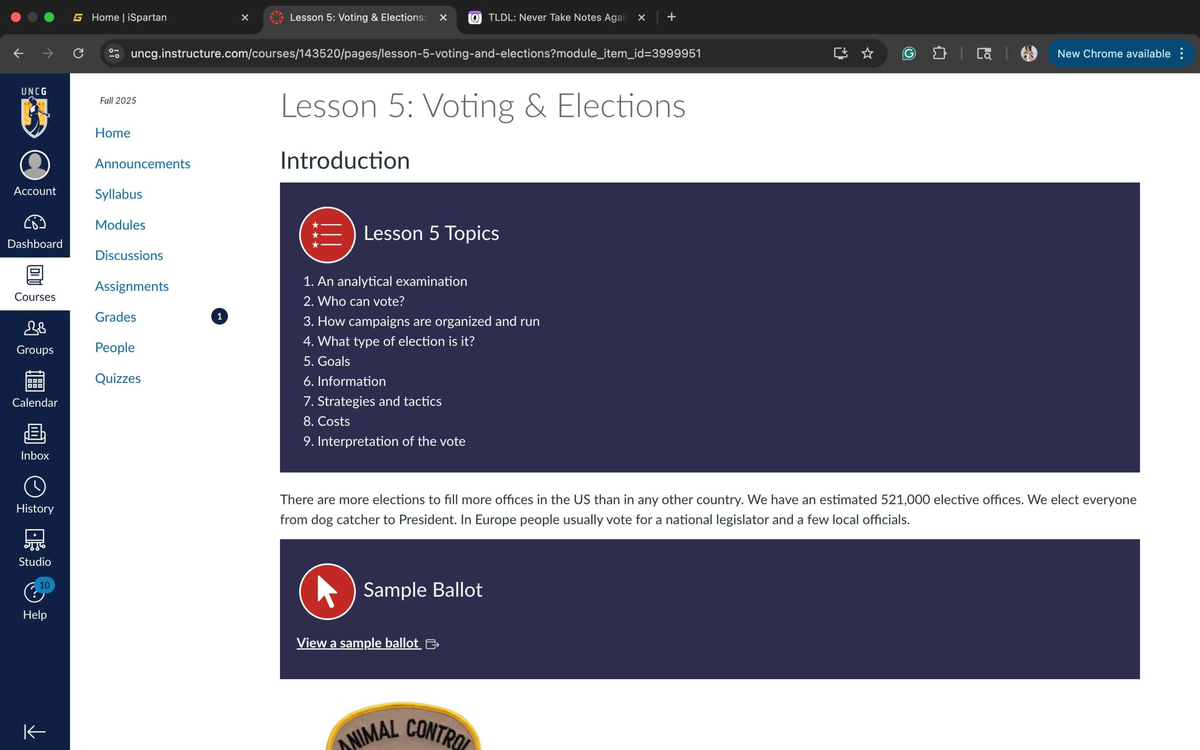 UNCG Fall 2025 Midterm Exam Study Guide: Lesson 5 on Voting Elections ...