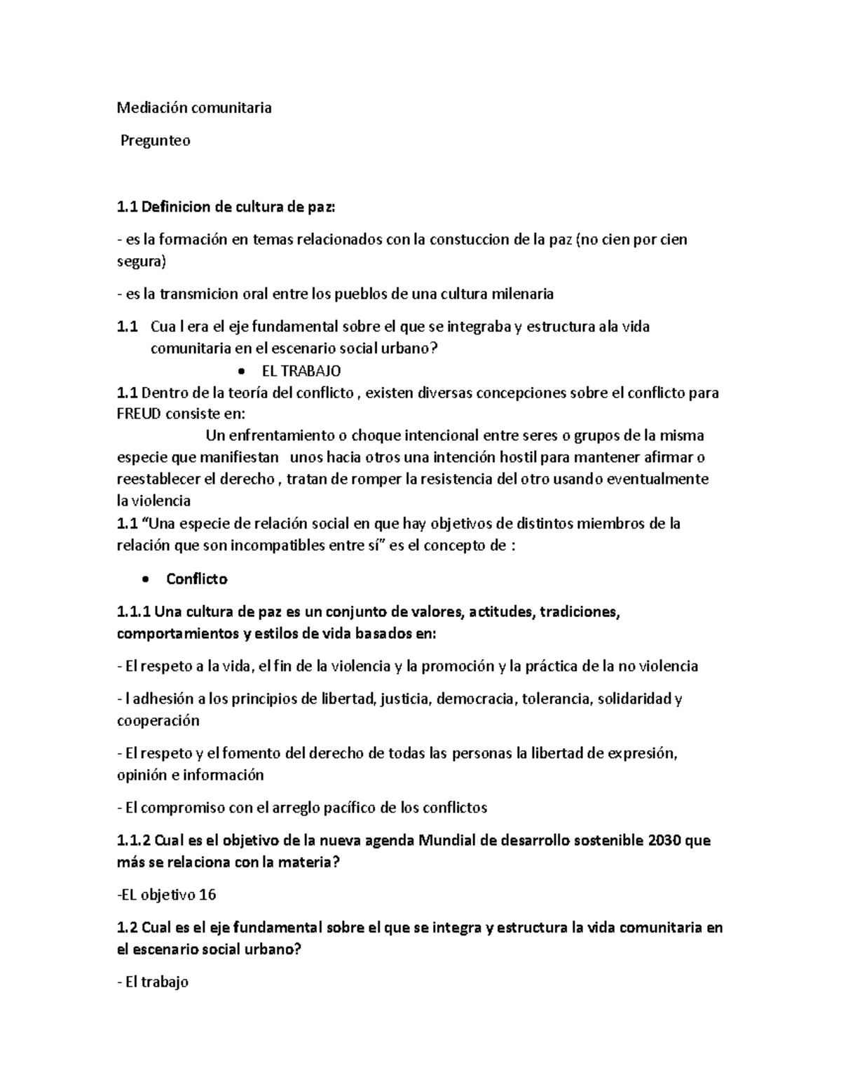 Mediación Comunitaria y Cultura de Paz - PREGUNTERO 1er Parcial - Studocu