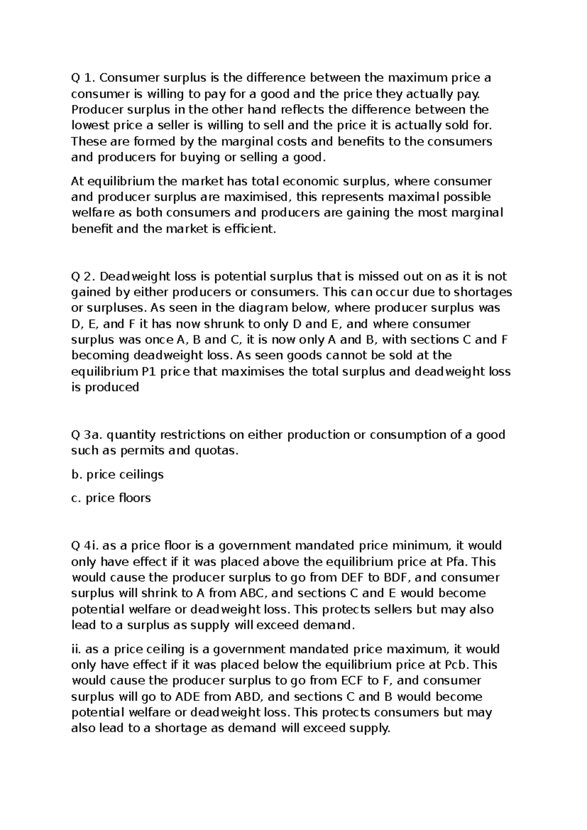 ECO 101: Tutorial 3 - Consumer and Producer Surplus Analysis - Studocu
