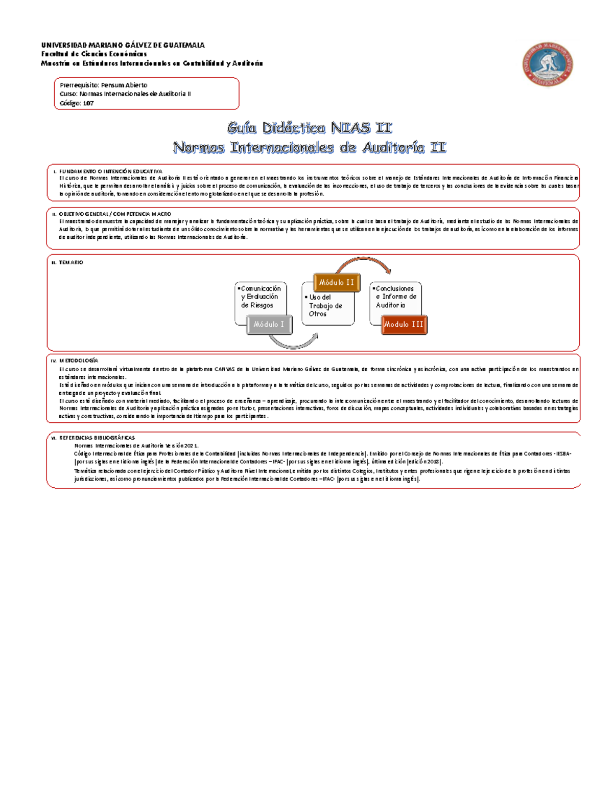 GUÍA NIA II 2024 - Curso de Normas Internacionales de Auditoría 107 ...