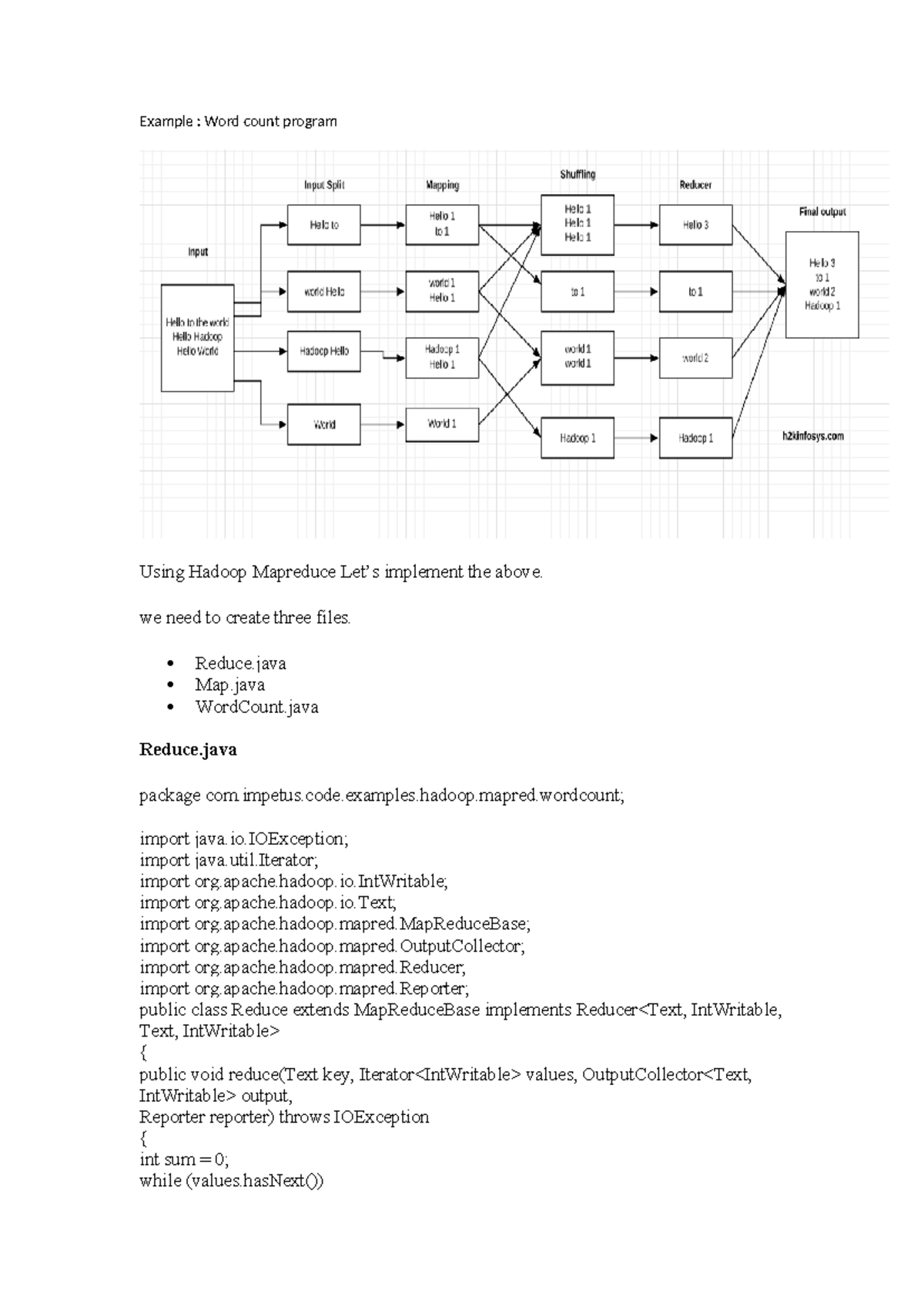 Hadoo[ - hadoop example - Example : Word count program Using Hadoop ...