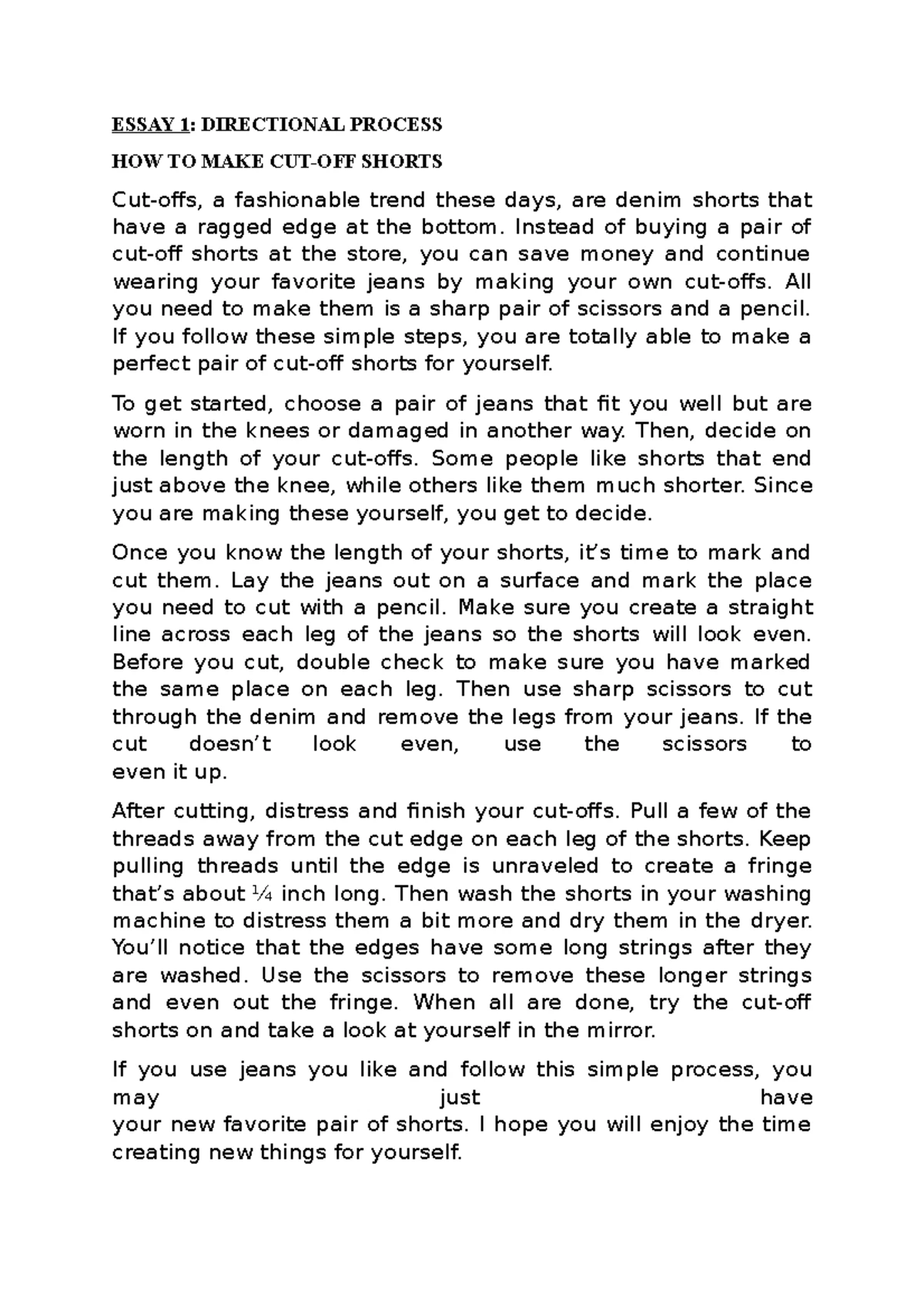 Process essay - Hope you enjoy reading this material - Process Essay We ...