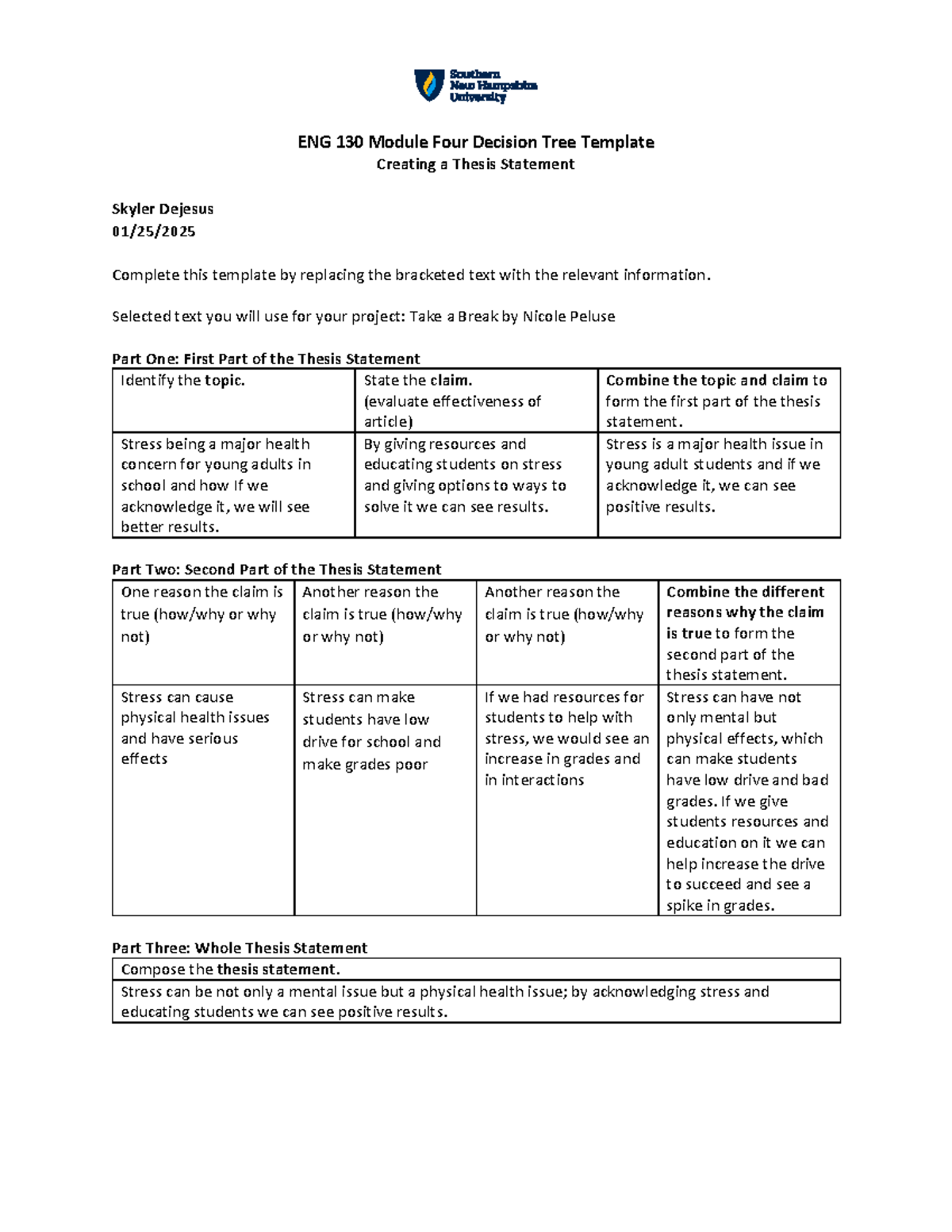 ENG 130 Module Four Thesis Statement Decision Tree Template - Studocu