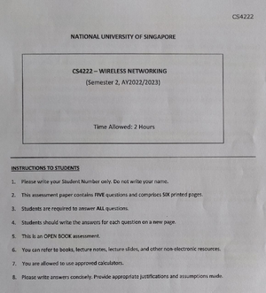 Assignment 2 v3 - ASS2 - Wireless Networking Course code: CS4222/5422 ...