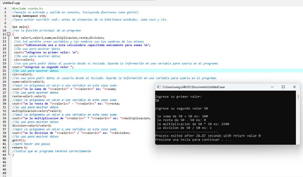 Calculadora en C++: entrada y salida en consola y funciones básicas ...