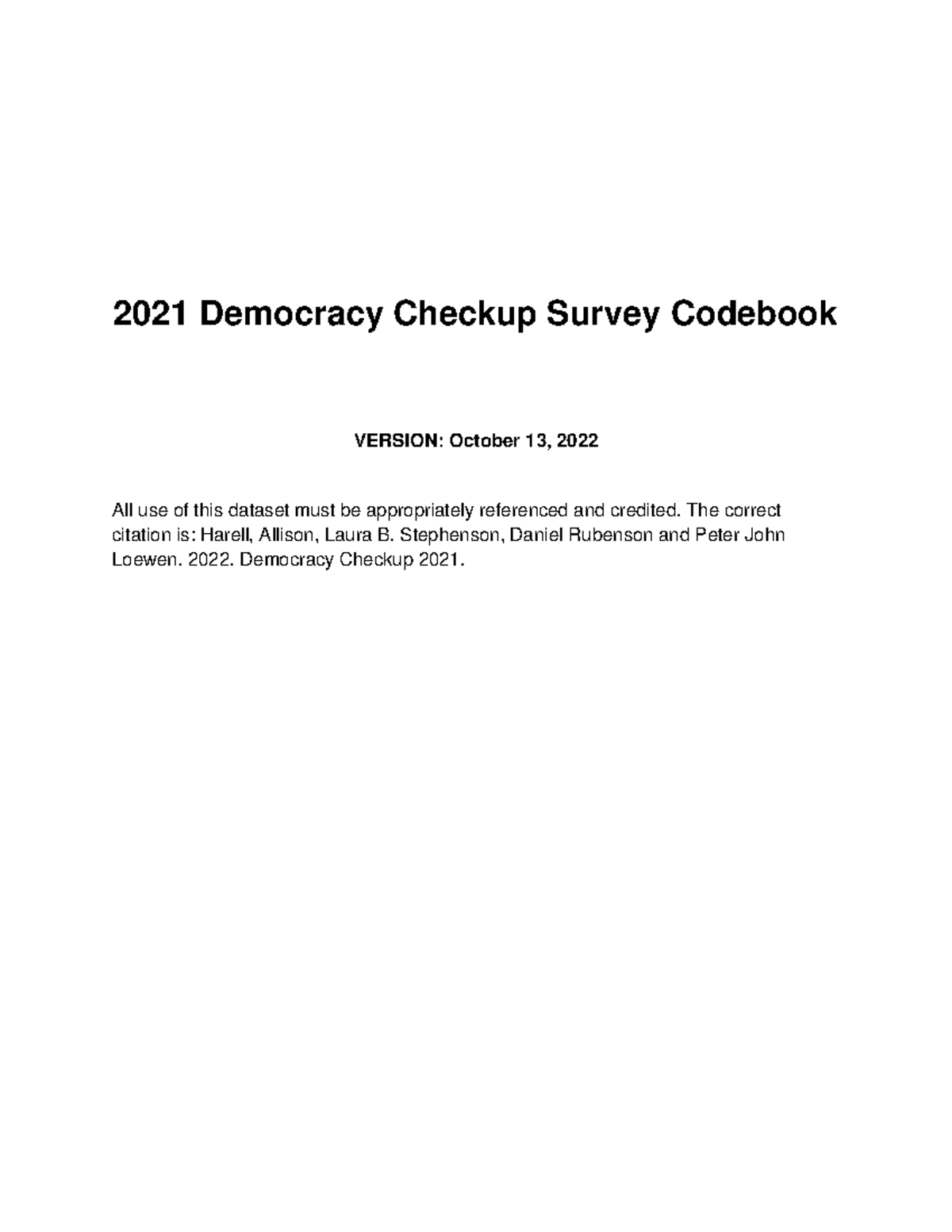 2021 Democracy Checkup Survey Codebook v1 - Methodological Insights ...