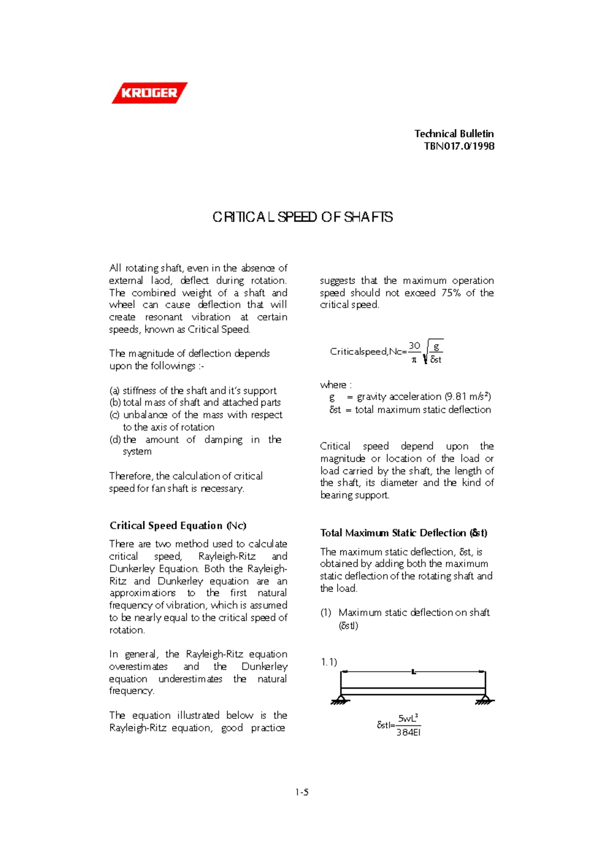 Critical Speeds for Shafts: Understanding and Calculations - Studocu