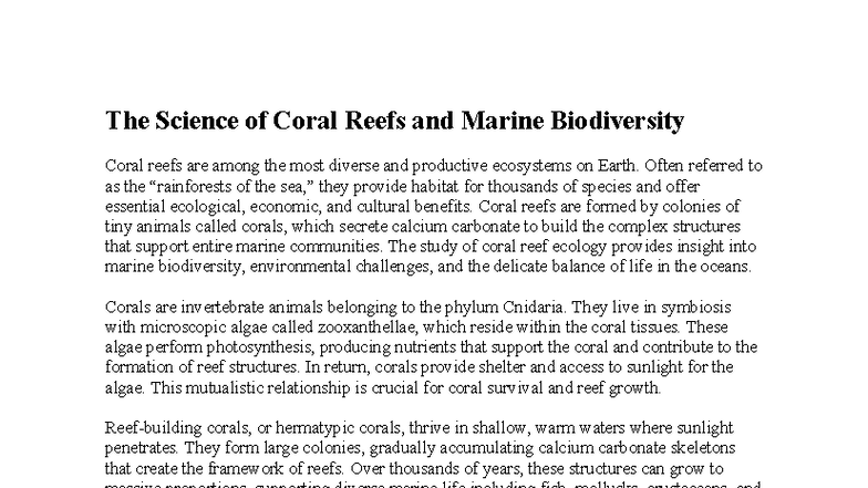 16. Coral Reefs & Marine Biodiversity: Ecology & Conservation Insights ...