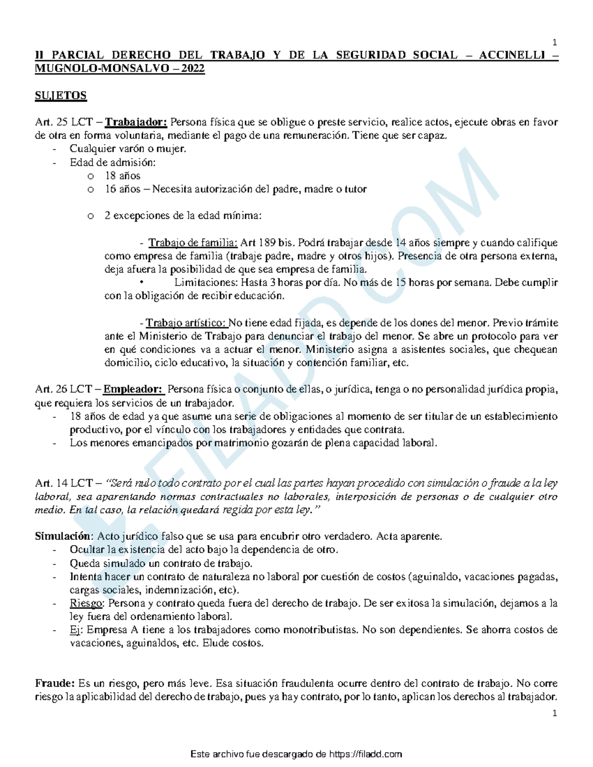 Resumen II Parcial Derecho DEL Trabajo Y DE LA Seguridad Social - 1 II ...