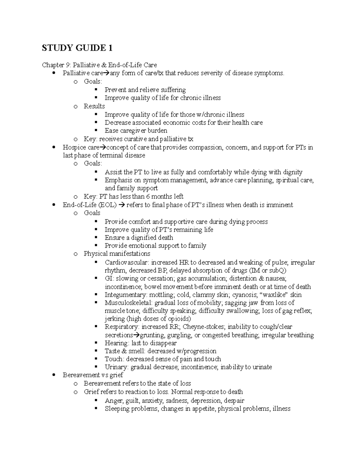 Complex Care: Palliative & Kidney Transplant Study Guide 1 - Studocu