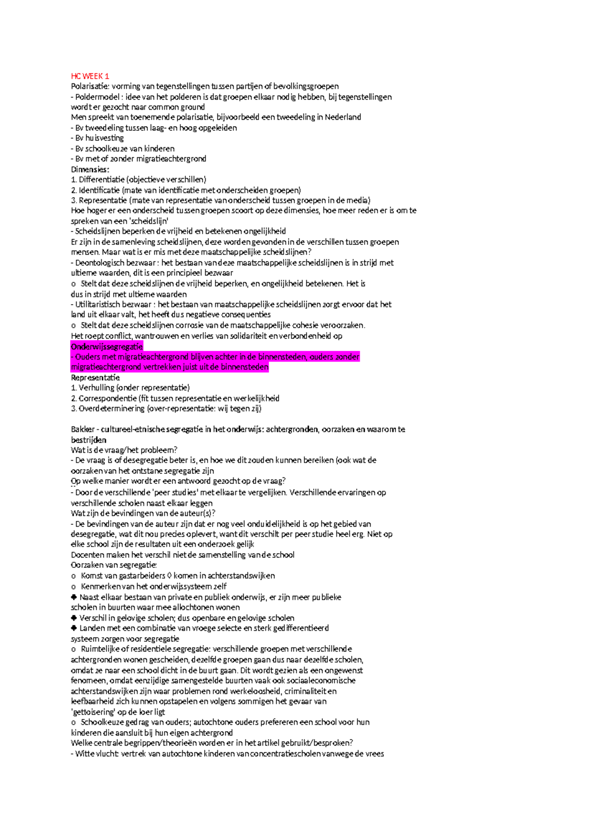 Tentamenstof PVRP A: Polarisatie, Segregatie en Identiteitsontwikkeling ...