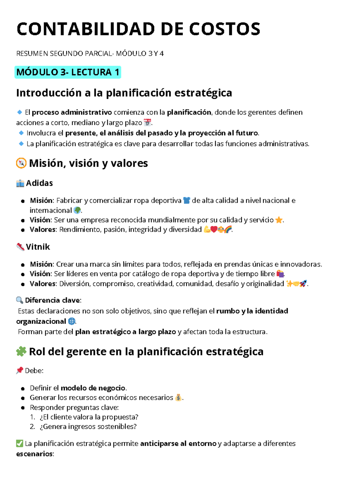 Resumen de Contabilidad de Costos - Módulos 3 y 4 (Parcial 2) - Studocu