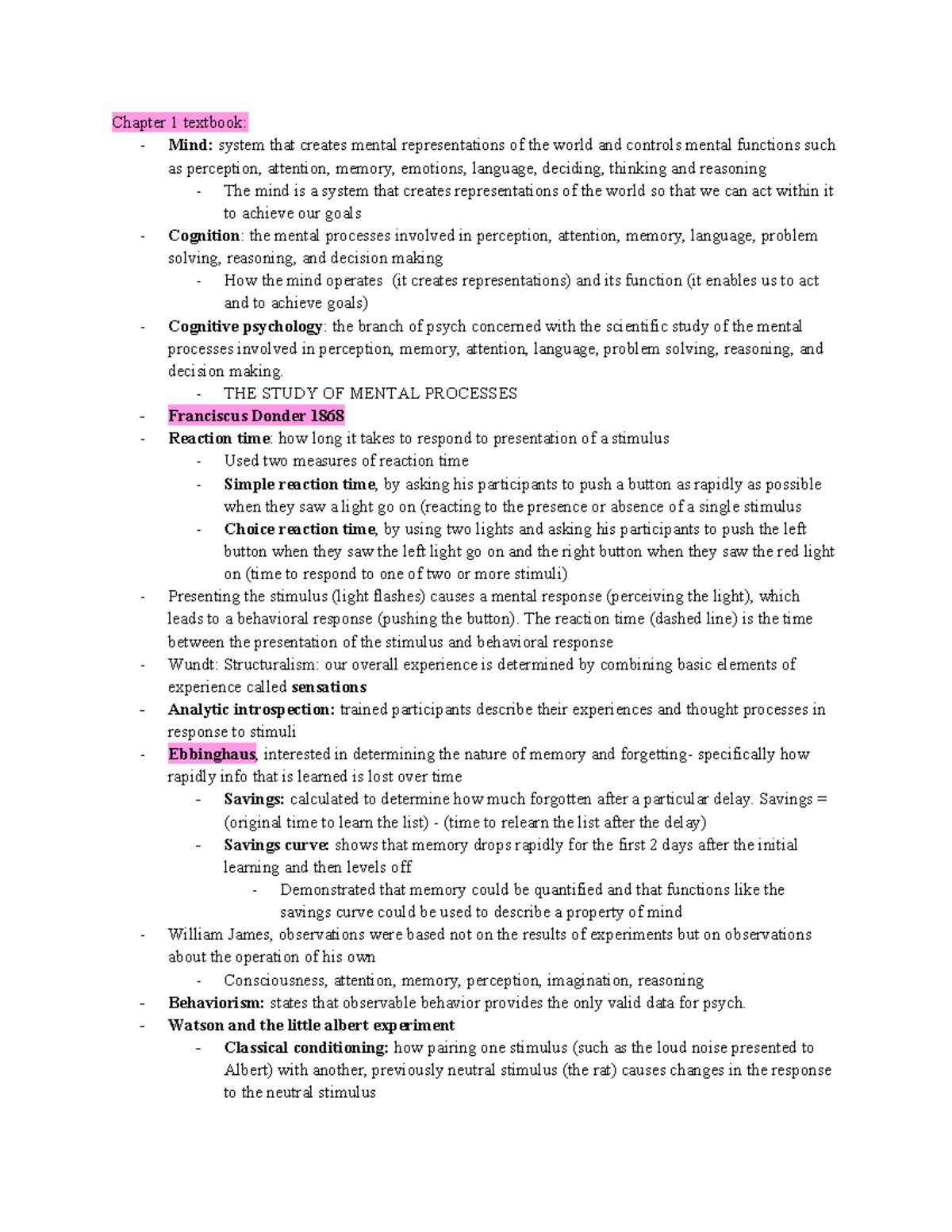 Cognitive Psychology & Neuroscience (PSY 301): Key Concepts and ...