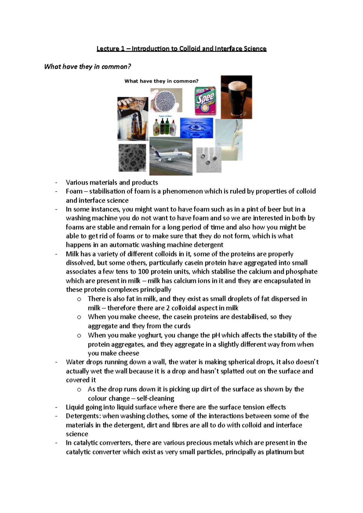 Lecture 1: Overview of Colloid and Interface Science Fundamentals - Studocu
