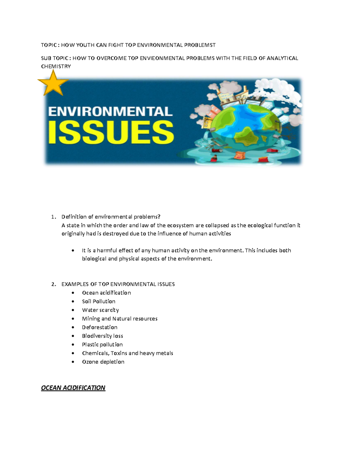 How youth can tackle environmental issues - TOPIC : HOW YOUTH CAN FIGHT ...