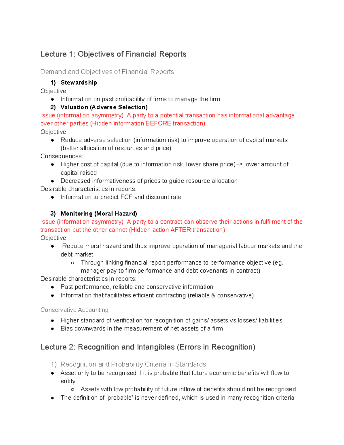 AFFs concise notes - Lecture 1: Objectives of Financial Reports Demand ...