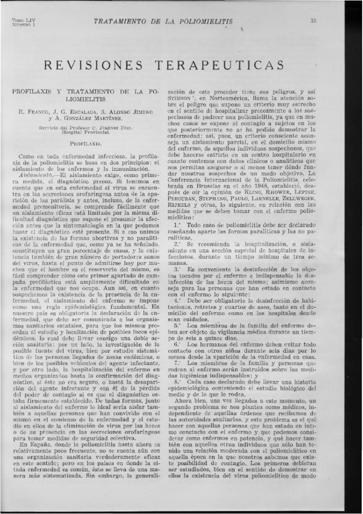 Tratamiento y Profilaxis de la Poliomielitis: Estudio e Historia - Studocu