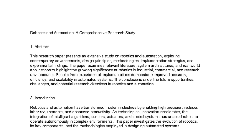 Robotics and Automation Research Paper: Advancements & Findings - Studocu