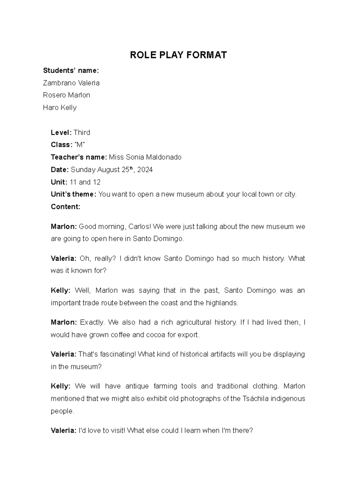 ROLE PLAY Format: New Museum Concept Presentation - Group #1 - Studocu