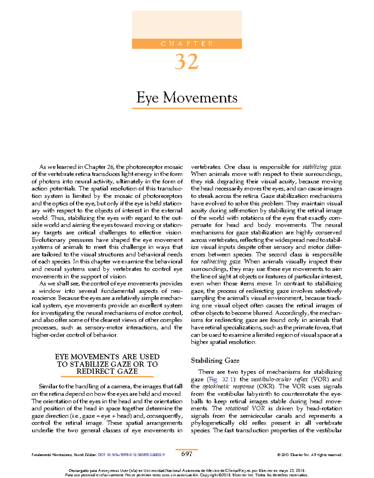 Ch 32 eye movements - summary of neural mechanisms and functions - Studocu