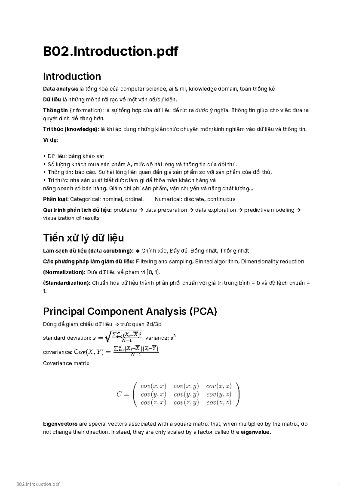 B02 Final Exam Notes: Data Analysis and Machine Learning Concepts - Studocu