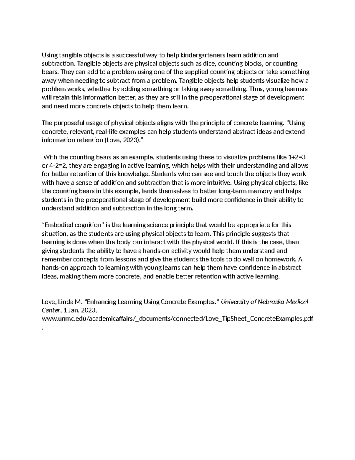 ENN1 Task 1 - Using Tangible Objects for Teaching Addition ...