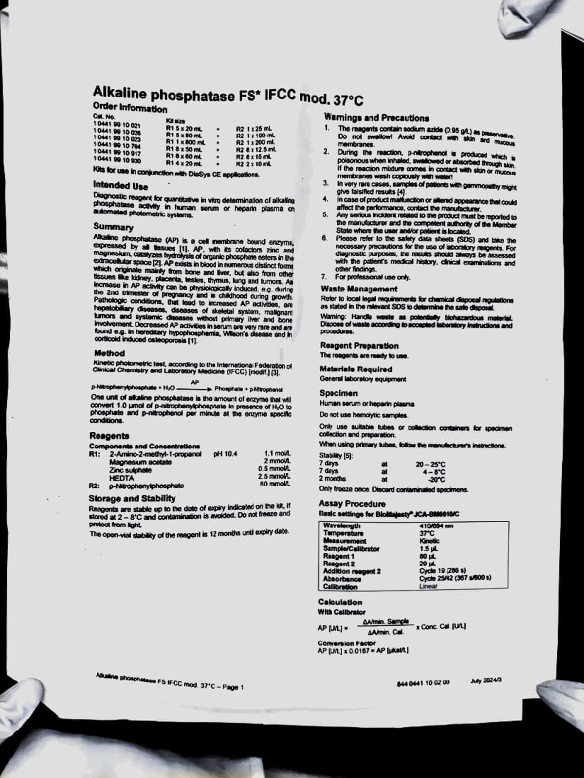 LAB - Alkaline Phosphatase IFCC Method and Reagent Preparation Guide ...