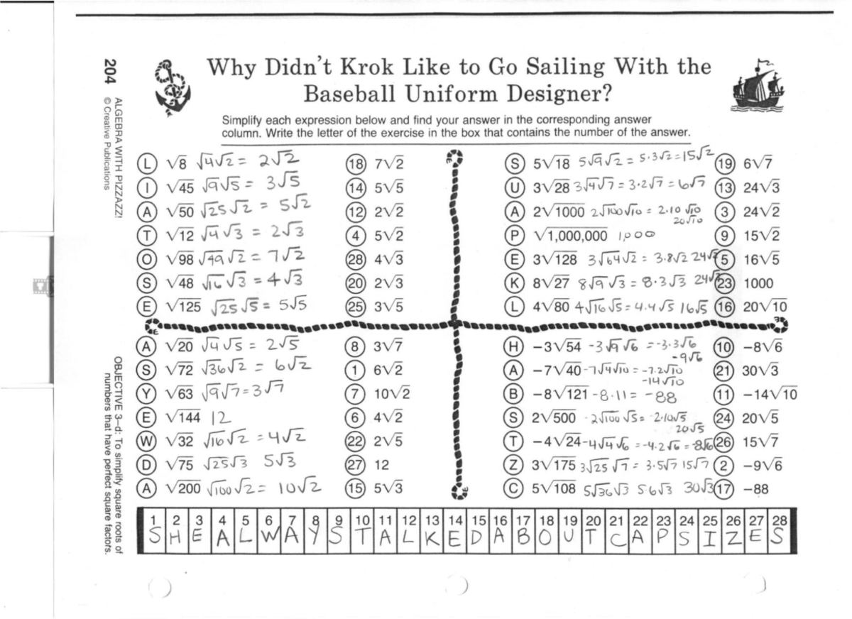 Algebra with Pizzazz! Simplifying Expressions - ALG 204 - Studocu