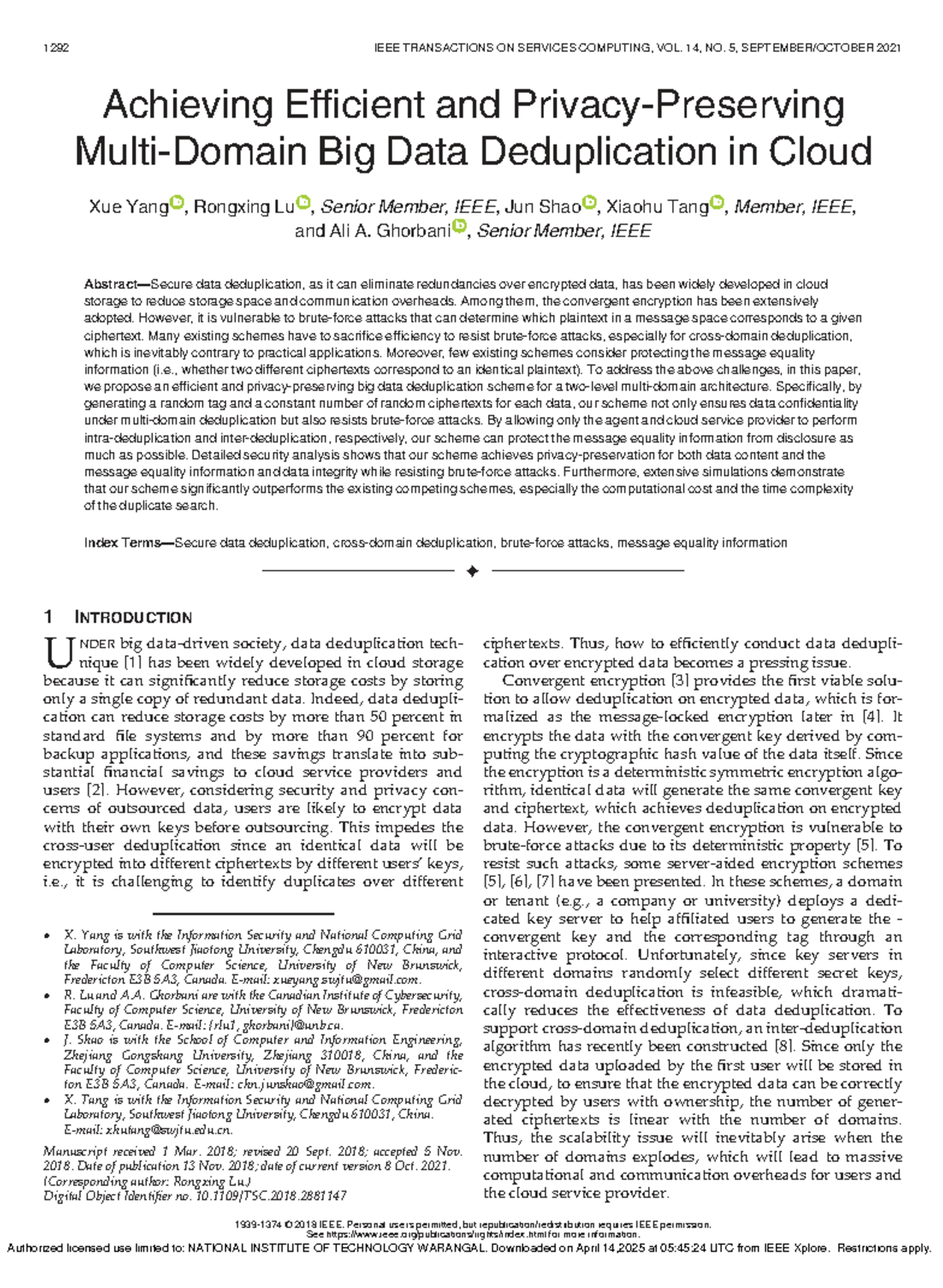 Achieving efficient and privacy-preserving big data deduplication in ...